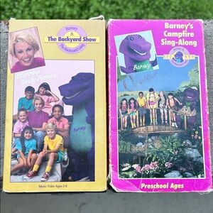 Barney The Backyard Show & Campfire Sing-Along VHS Set - Not Tested